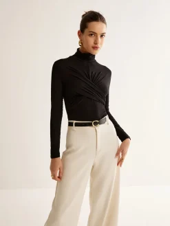 COMMENSE Plain Criss Cross Pleated T-Shirt* T-shirts|Tops