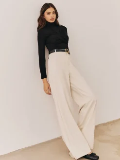 COMMENSE Plain Criss Cross Pleated T-Shirt* T-shirts|Tops