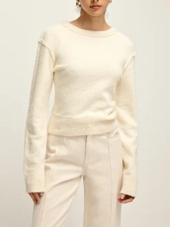 COMMENSE Plain Cutout Cozy Knit Top* Sweater Tops|Sweaters & Cardigans