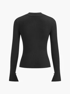 COMMENSE Plain Cutout Skinny Sweater* Sweater Tops|Sweaters & Cardigans