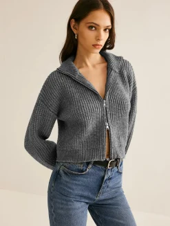 COMMENSE Plain Double Zip Cardigan* Cardigans|Sweaters & Cardigans