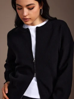 COMMENSE Plain Double Zip Cardigan* Cardigans|Sweaters & Cardigans