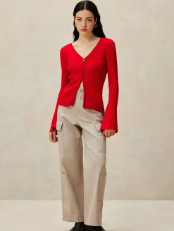 COMMENSE Plain Double Zip Knit Cardigan* Cardigans|Sweaters & Cardigans