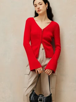 COMMENSE Plain Double Zip Knit Cardigan* Cardigans|Sweaters & Cardigans