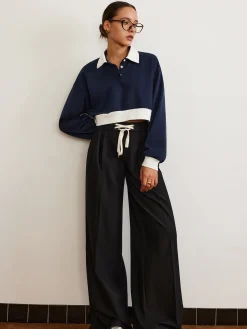 COMMENSE Plain Drawstring Wide-Leg Pants* Pants|Bottoms