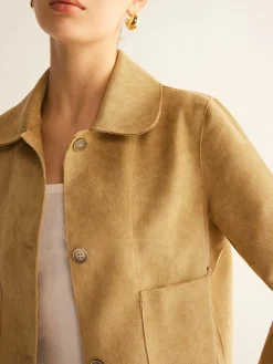 COMMENSE Plain Faux Leather Short Jacket* Outerwear|Jackets