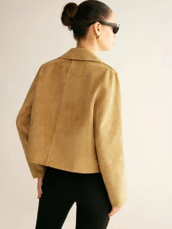 COMMENSE Plain Faux Leather Short Jacket* Outerwear|Jackets