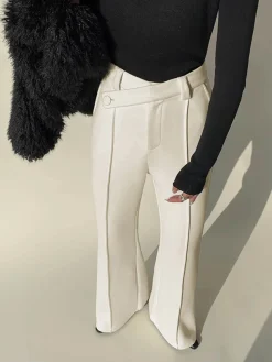 COMMENSE Plain High-Waist Piping Pants* Wide Leg|Pants