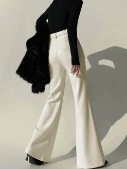 COMMENSE Plain High-Waist Piping Pants* Wide Leg|Pants