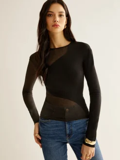 COMMENSE Plain Jersey Panel T-Shirt* T-shirts|Tops