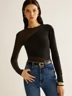 COMMENSE Plain Jersey Panel T-Shirt* T-shirts|Tops