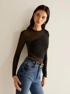 COMMENSE Plain Jersey Panel T-Shirt* T-shirts|Tops