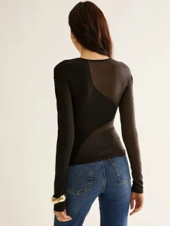 COMMENSE Plain Jersey Panel T-Shirt* T-shirts|Tops