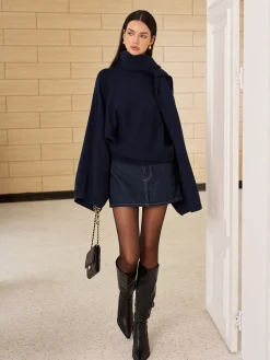 COMMENSE Plain Loose Sweater With Scarf* Sweater Tops|Sweaters & Cardigans