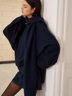 COMMENSE Plain Loose Sweater With Scarf* Sweater Tops|Sweaters & Cardigans