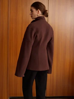COMMENSE Plain Metal-Button Coat With Scarf* Outerwear|Coats