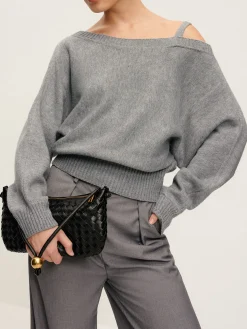 COMMENSE Plain Off-Shoulder Loose Sweater* Sweater Tops|Sweaters & Cardigans