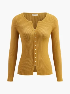 COMMENSE Plain Pearl Split Cardigan* Cardigans|Sweaters & Cardigans