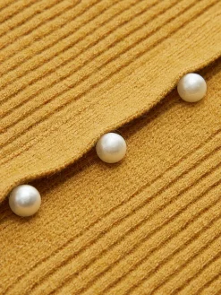 COMMENSE Plain Pearl Split Cardigan* Cardigans|Sweaters & Cardigans
