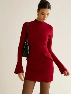 COMMENSE Plain Piping Short Dress* Black Dresses|Casual Dresses