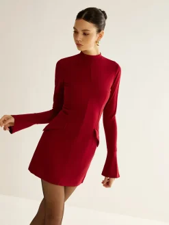 COMMENSE Plain Piping Short Dress* Black Dresses|Casual Dresses