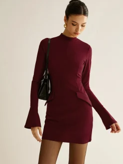 COMMENSE Plain Piping Short Dress* Black Dresses|Casual Dresses