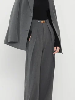 COMMENSE Plain Pockets Straight Pants* Pants|Bottoms