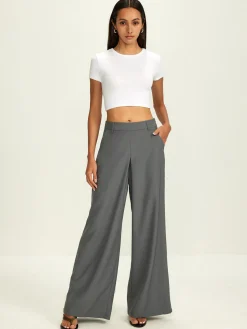 COMMENSE Plain Pockets Suit Wide Leg Pants* Bottoms