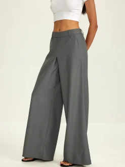COMMENSE Plain Pockets Suit Wide Leg Pants* Bottoms