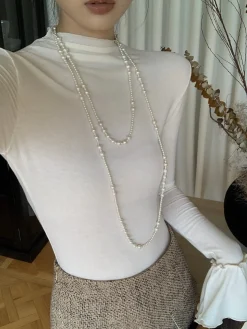 COMMENSE Plain Ruffle-Cuff Jersey Top* T-shirts|Tops