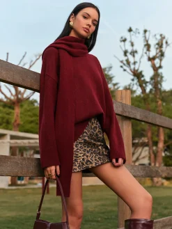COMMENSE Plain Shift Sweater With Scarf* Knitwear|Tops