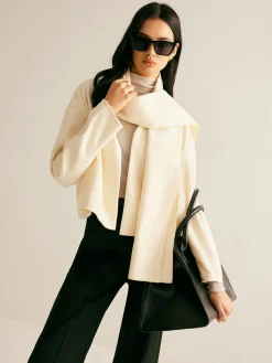 COMMENSE Plain Short Coat With Scarf* Outerwear|Coats