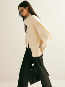 COMMENSE Plain Short Coat With Scarf* Outerwear|Coats