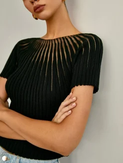 COMMENSE Plain Short Sleeve Knit Top* Sweater Tops|Sweaters & Cardigans