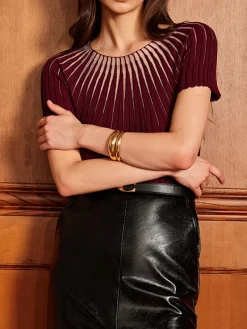 COMMENSE Plain Short Sleeve Knit Top* Sweater Tops|Sweaters & Cardigans