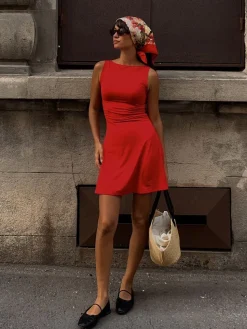 COMMENSE Plain Sleeveless Short Dress* Casual Dresses|Summer Dresses