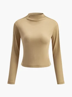 COMMENSE Plain Tulle Mesh Long Sleeve T-Shirt* T-shirts|Tops