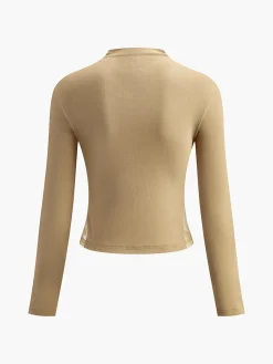 COMMENSE Plain Tulle Mesh Long Sleeve T-Shirt* T-shirts|Tops