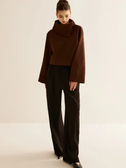 COMMENSE Plain Turtleneck Tweed Top* Outerwear|Coats