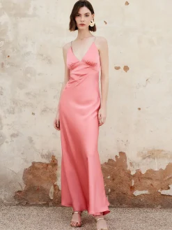 COMMENSE Pleated Backless Cami Long Dress* Cocktail & Party Dresses|Summer Dresses