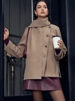 COMMENSE Pleated Button Scarf Jacket* Outerwear|Jackets