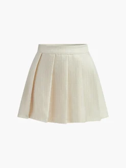 COMMENSE Pleated Front Button Zipper Strapless Skirt Set* Skirt Sets|Long Sleeve Sets