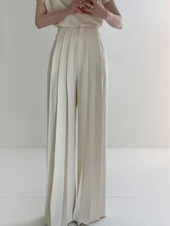 COMMENSE Pleated High Waist Wide Leg Pants* Wide Leg|Pants