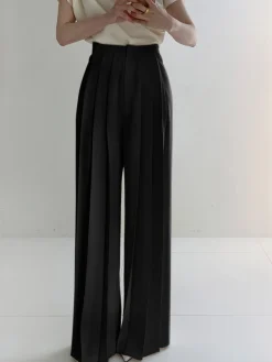 COMMENSE Pleated High Waist Wide Leg Pants* Wide Leg|Pants