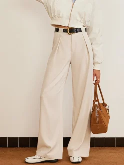COMMENSE Pleated High-Waist Belted Pants* Pants|Bottoms