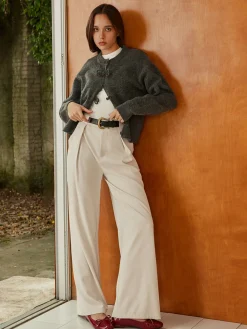 COMMENSE Pleated High-Waist Belted Pants* Pants|Bottoms