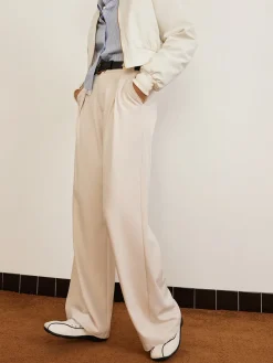 COMMENSE Pleated High-Waist Belted Pants* Pants|Bottoms