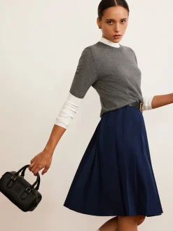 COMMENSE Pleated Midi Skirt With Belt* Skirts|Bottoms