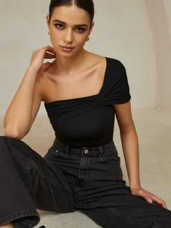 COMMENSE Pleated One Shoulder T-Shirt* T-shirts|Tops