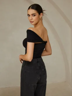 COMMENSE Pleated One Shoulder T-Shirt* T-shirts|Tops